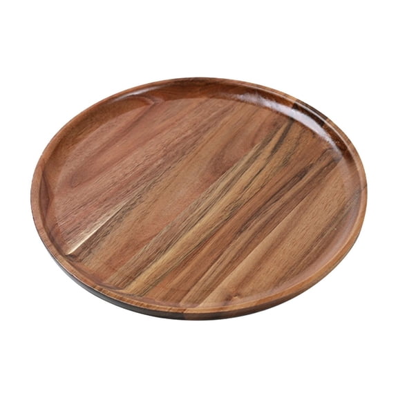 Wood Serving Tray, Round Solid Wood Serving Platter, Decorative Wooden Tray with Raised Rim for Tea, Snacks, and Home Decor, Natural Wood Finish for Kitchen, Living Room, and Entryway