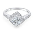 thumbnail image 3 of Cushion Cut Lab Created Moissanite Diamond Vintage Floral Design Engagement Wedding Ring In 14K White Gold Over Sterling Silver(VVS1/G-H,1 Cttw)-8, 3 of 7