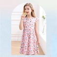 thumbnail image 4 of GYRATEDREAM Girls Summer Dress Floral Crewneck Cute Fancy Princess Dress Casual Flowy Short Sleeve Midi Dress for 11-12Y Pink, 4 of 7