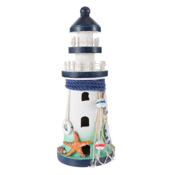 Ornement de Phare en Bois Décoration Créative de Bureau Ornement de Phare Unique
