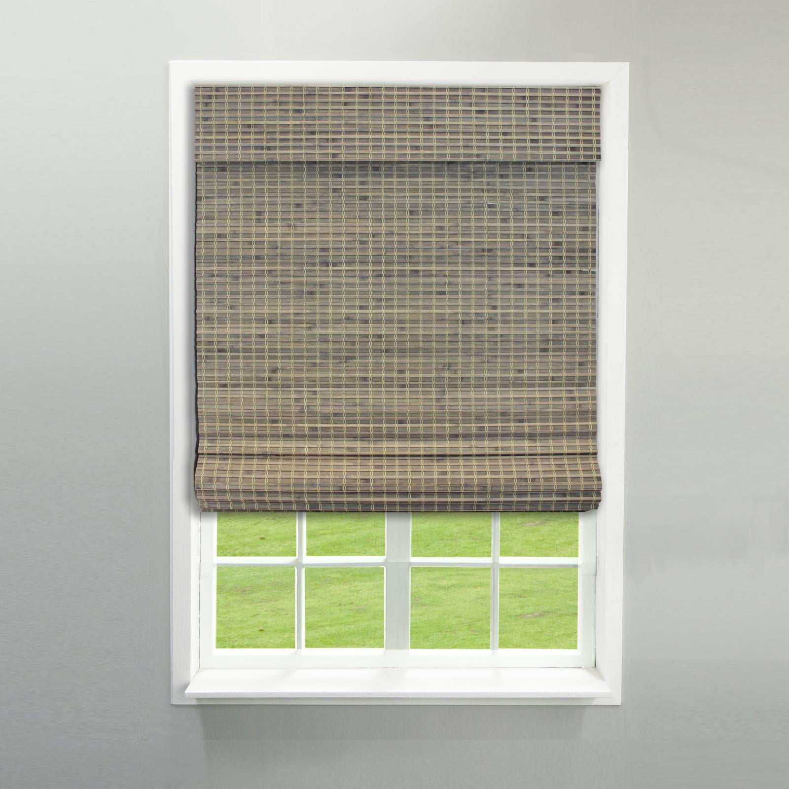 Radiance Cordless Bamboo Roman Shades, Flatweave Cordless Blinds, Espresso, 29" W x 64" L