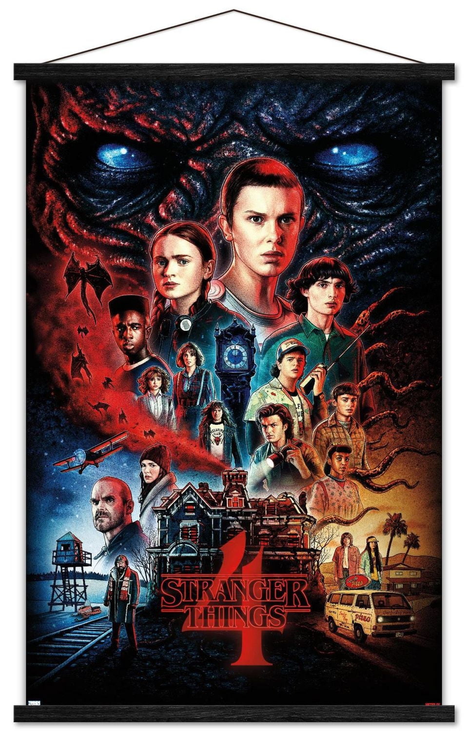 Netflix Stranger Things: Saison 4 – Une feuille 22,375" x 34" Affiche Murale avec Cadre Magnétique en Bois de Hêtre, par Trends International