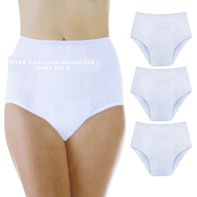 Wearever Culottes d'Incontinence pour Femmes Réutilisables, Contrôle Maximal de la Vessie, Culottes pour Soins Féminins, Lot de 3