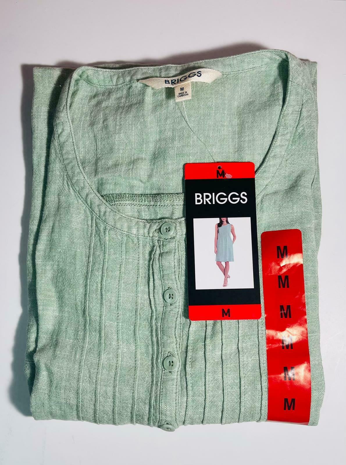 Briggs Women's Linen Blend Dress with pockets (Soft Sage, Medium