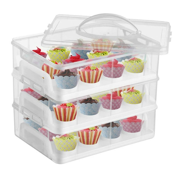 3Tier Cake and Cupcake Holder Carrier Container Tray w/Detachable