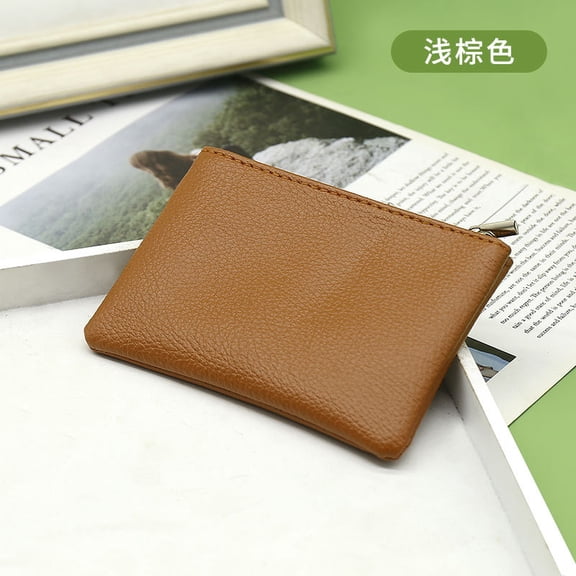 Coin Purse Wallet Set Small Zipper Pouch PU Leather Change Wallet Portable Mini Clutch Bag Card Holder 2-Pack For Women Travel Lightweight Storage(A)