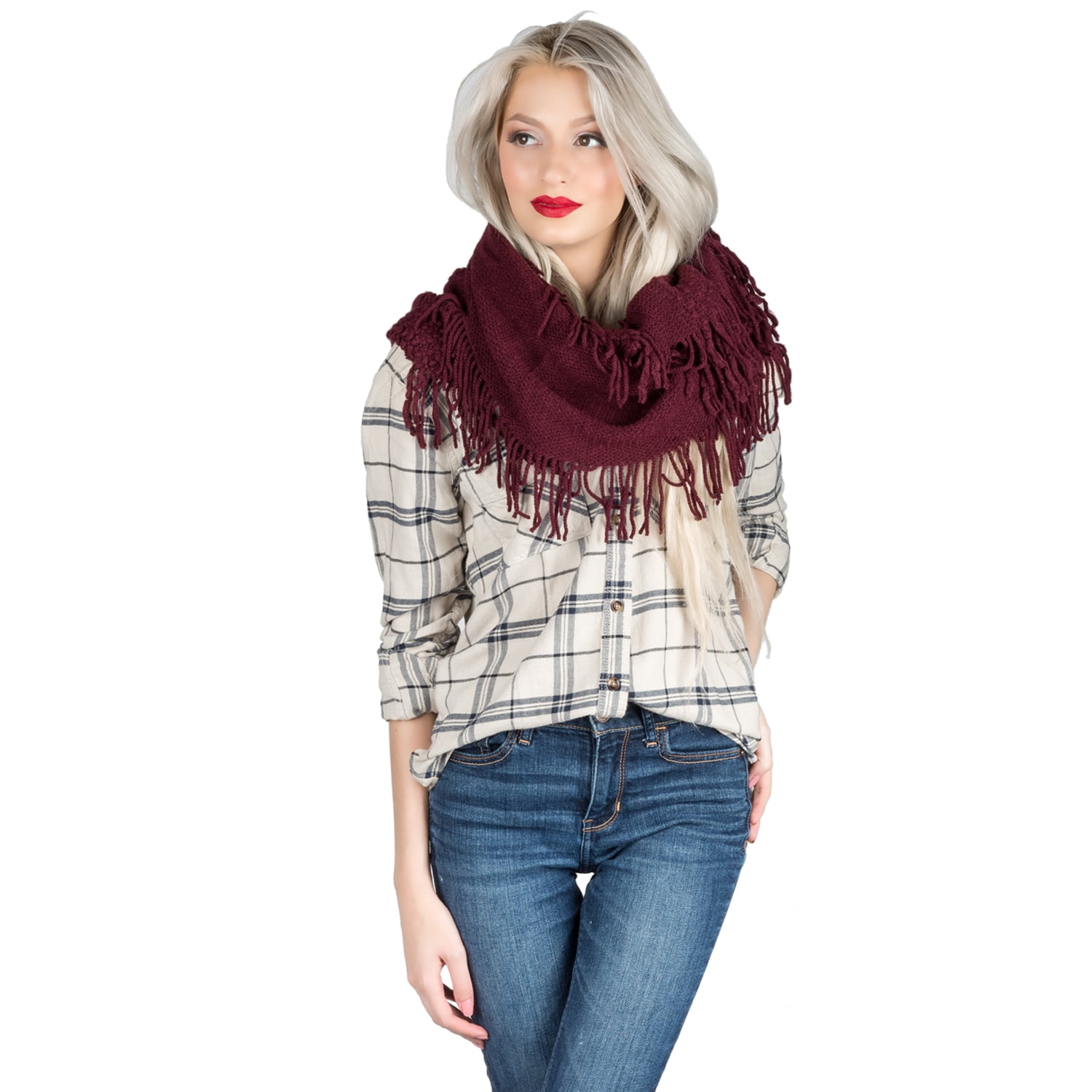 Light Weight Travel Warm Wrap Blanket Fringed Scarf