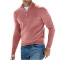 thumbnail image 1 of yievot Men's Fashion Wool Sweater Stand Up Collar Quarter-Zip Zipper Solid Long Sleeved Knitted Sweaters Pullover Tops, 1 of 3