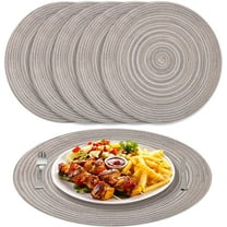 Debonair 15" Round Placemats Set of 6 Braided Fabric Heat Resistant Washable Table Mat for Kitchen for Kitchen Party Decor