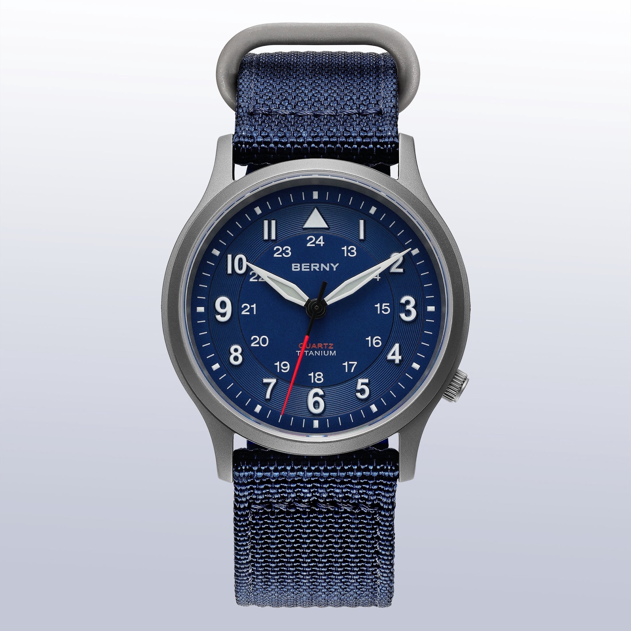 BERNY Titanium Watches for Men, Japanese Quartz Movement Men's Field Watch, 5ATM Waterproof Military Wristwatch for Men, Analog Sport Watches, Blue