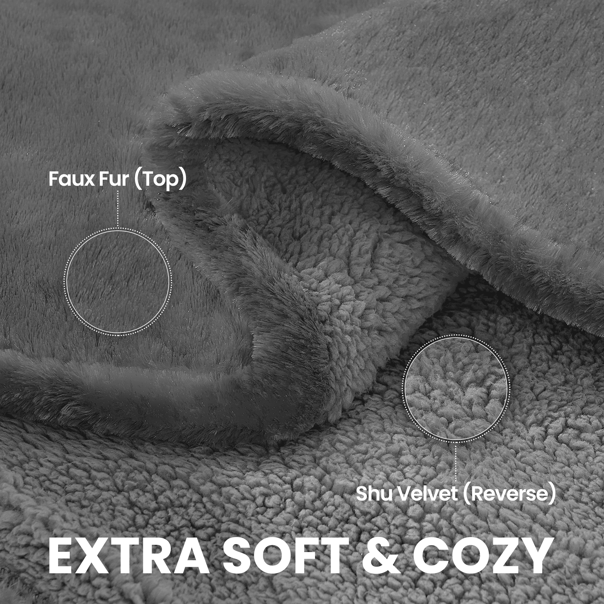 MaxKare Heated Throw Blanket 60" x 70", Electric Blanket with 6 Heating Levels & 4H Timer, Large LED Display, Soft Faux Fur & Shu Velvet, Gray