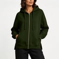 thumbnail image 5 of Feancey Zipper Sweatshirts for Women Oversized Zip Up Hoodies Drawstring Long Sleeve Loose Fit Hooded Jackets Fall Lightweight Athletic Jacket with Pockets Green S, 5 of 8
