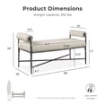 thumbnail image 2 of Lalia Modern Upholstered 48-inch Hammered Metal Accent Bench with Roll Arms, Gunmetal, 2 of 13
