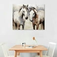 thumbnail image 2 of Nawypu Horse Pictures Painted Wall Art Brown Animal Canvas Prints Farmhouse Wall Decor Horses Head to Head Artwork Stretched Black Frame for Bedroom Living Room, 2 of 4