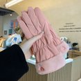 thumbnail image 2 of Guantes de invierno gruesos, cálidos e impermeables para mujer, de terciopelo, para otoño e invierno, resistentes al viento y al frío, bonitos guantes de esquí para montar a caballo, 2 of 5