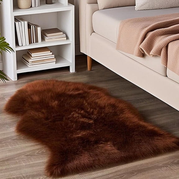 Soft Plush Area Rugs 24 x 36in Brown Shaggy Fluffy Rugs Carpet for Bedroom Living Room Nursery Floor Mat Modern Decor