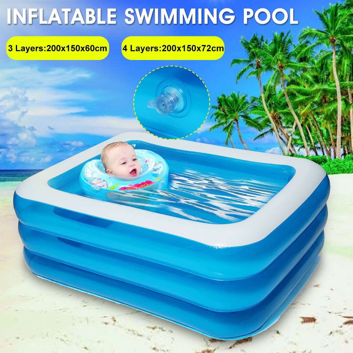 Inflatable Swimming Pool, Rectangular Large Pool for
