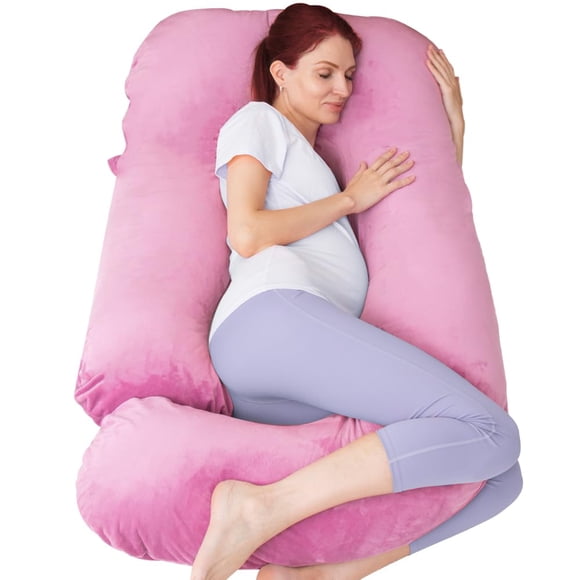 Almohada de embarazo AMCATON en forma de U de 150 cm para dormir, color morado