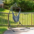 thumbnail image 3 of Sunnydaze Modern Boho Style Soft Spun Polyester Rope Hanging Caribbean XL Hammock Chair Swing - Gray, 3 of 9