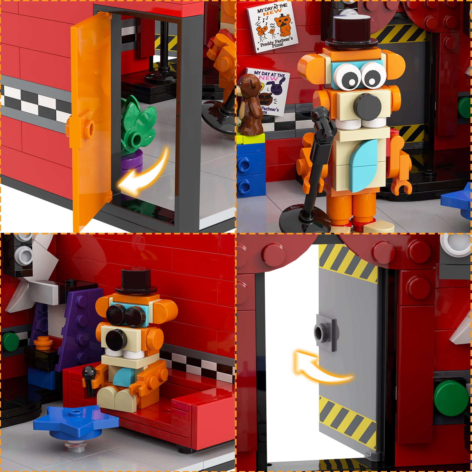 MOOXI Five Nights Security Breach Freddy Dressing Room Building Set,FNAF Classic Horror Game Scene Kit Compatible with Lego,Gifts for Kids(521pcs)