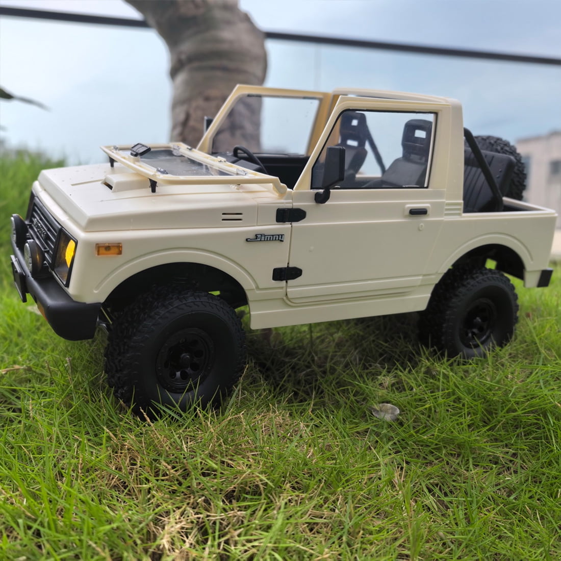 WPL C74-1 RC Off-Road Rock Crawler, 2.4GHz Full-Proportional 4WD RC Climbing Car with Openable Windshield, Dual Batteries, Gift for Adults (Convertible Version/White)