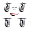 thumbnail image 2 of 5 Inch V Groove Semi Steel Caster Set with Roller Bearing 2 Swivel Lock 2 Rigid, 2 of 2