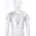 thumbnail image 5 of Alvivi Kids Girls Boys Hip-hop Jazz Dance Crop Top Shiny Sequins T-Shirt Costume, 5 of 7