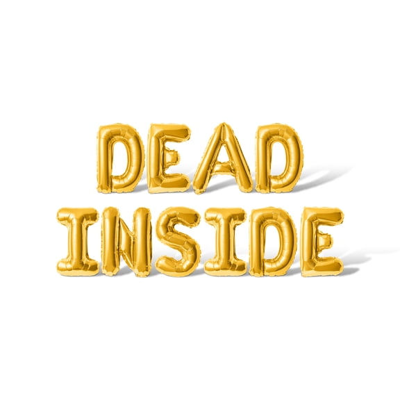 Letter Balloons - DEAD INSIDE 16" Inch Alphabet Letters Foil Mylar Balloon Halloween Party Banner (Gold)