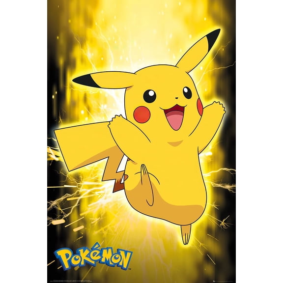 Pokemon - TV Show / Gaming Poster (Pikachu Jumping) (Size: 24" X 36")