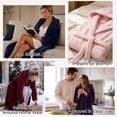 thumbnail image 5 of HEARTNICE Womens Hooded Fleece Robe, Long Fluffy Thick Warm Plush Bathrobe,(Black,L-XL), 5 of 6