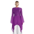 thumbnail image 6 of iiniim Women Shiny Sequins Patchwork High Low Praise Dance Dress Clothes Purple XL, 6 of 6
