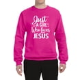 thumbnail image 2 of Wild Bobby Just A Girl Who Loves Jesus Inspirational/Christian Unisex Crewneck Graphic Sweatshirt, Fuschia, XX-Large, 2 of 5