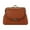 Brown, variant on Women's Retro Pebbled PU Leather Kiss-Lock Clutch Bag with Front Flap Pocket, Structured Top Handle Purses Handbags