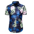 thumbnail image 2 of Floenr Mens T Shirts,Men Casual Buttons Beach Non-positioning Print Turndown Short Sleeve Shirt Blouse, 2 of 9
