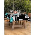 thumbnail image 3 of Outdoor Tablecloths with Umbrella Hole & Zipper, Teal Blue Black Geometric Tablecloth Rectangle 60x84 Inch, Modern Abstract Art Block Waterproof Table Cloth, Patio/Pool/Picnic Table Covers, 3 of 8