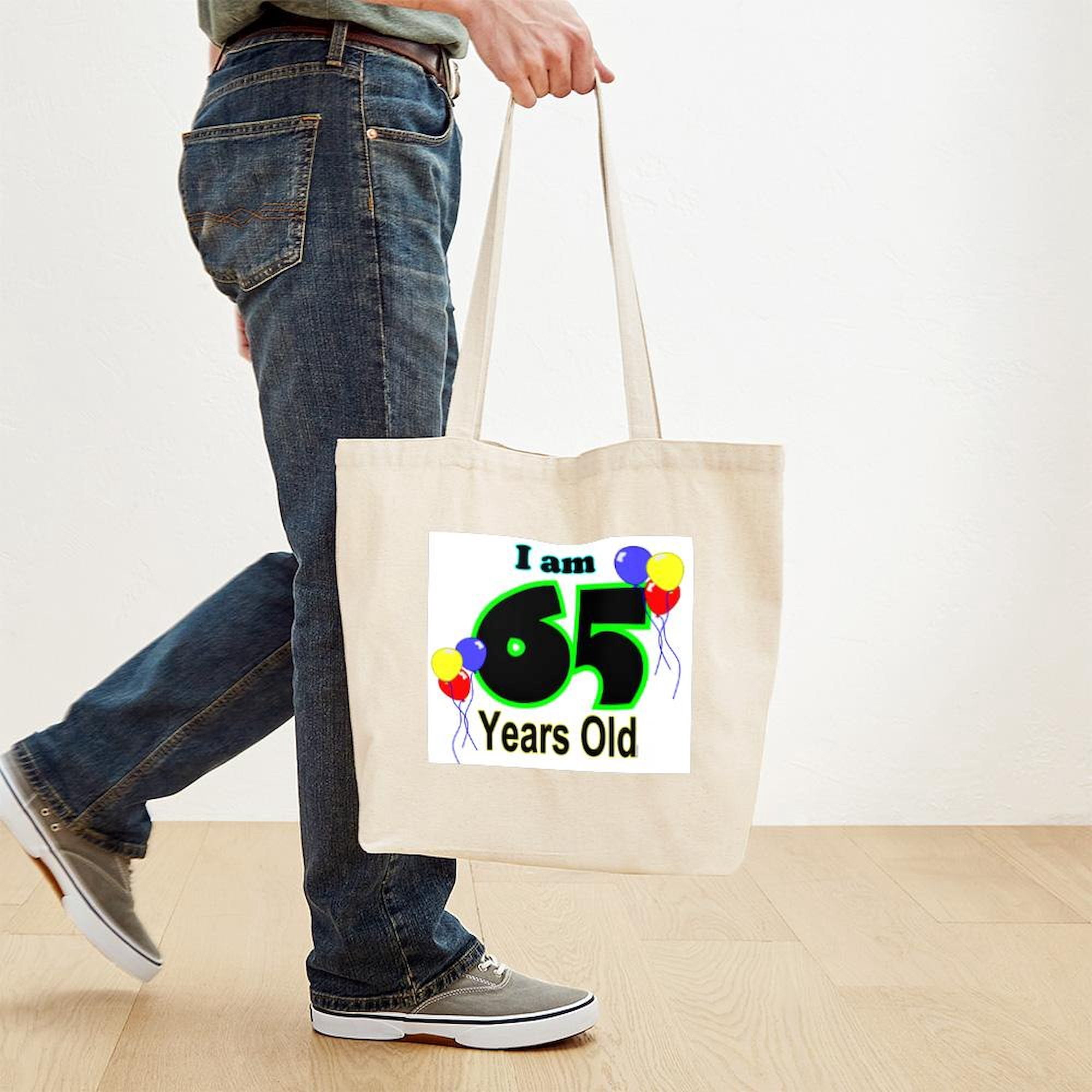 CafePress 65th Birthday Humor Tote Bag - Natural Canvas Reusable Shopping Bag, Gift Tote With Funny Print