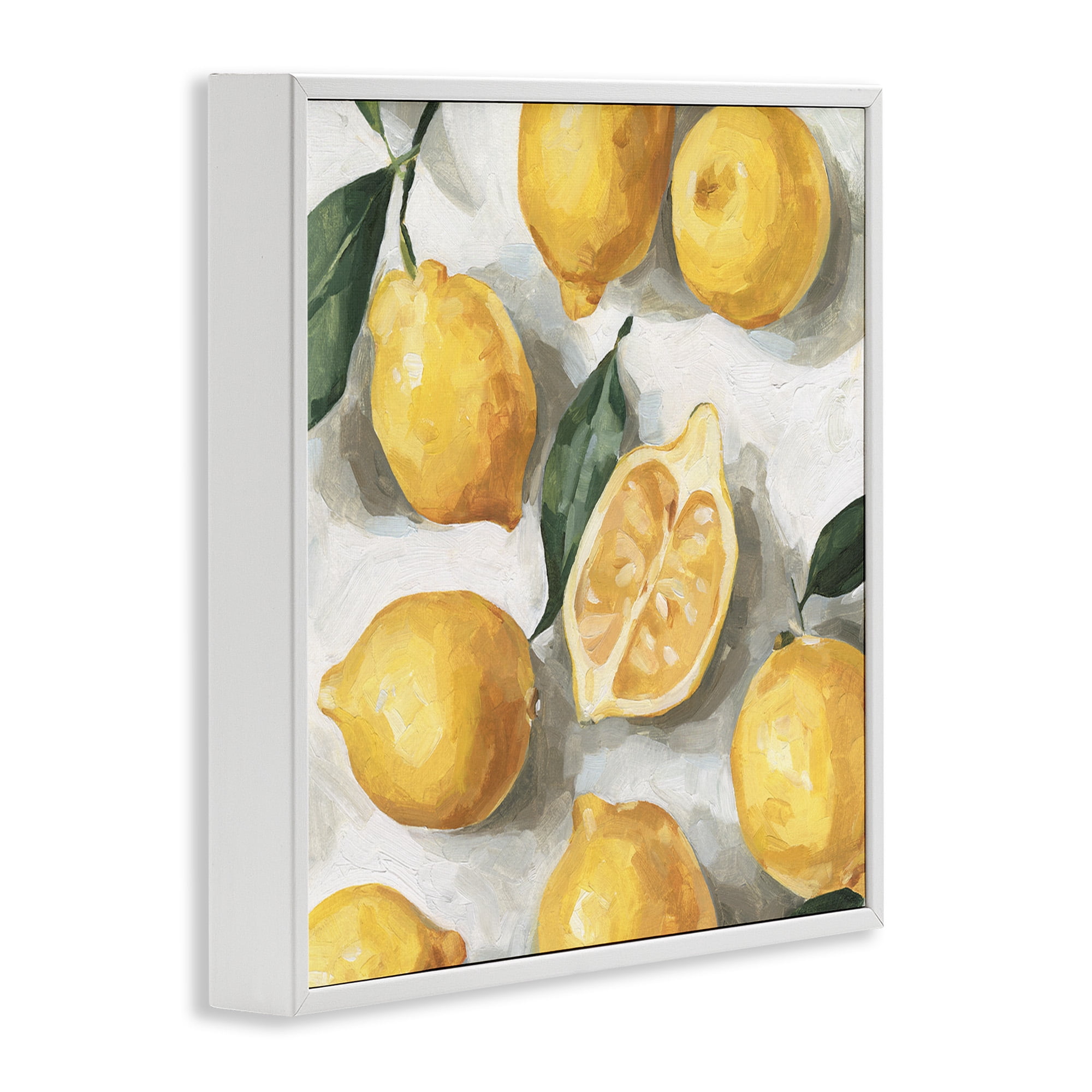Stupell Industries Citrus Lemons Over White Food & Beverage Painting White Framed Art Print Wall Art, 12 x 12
