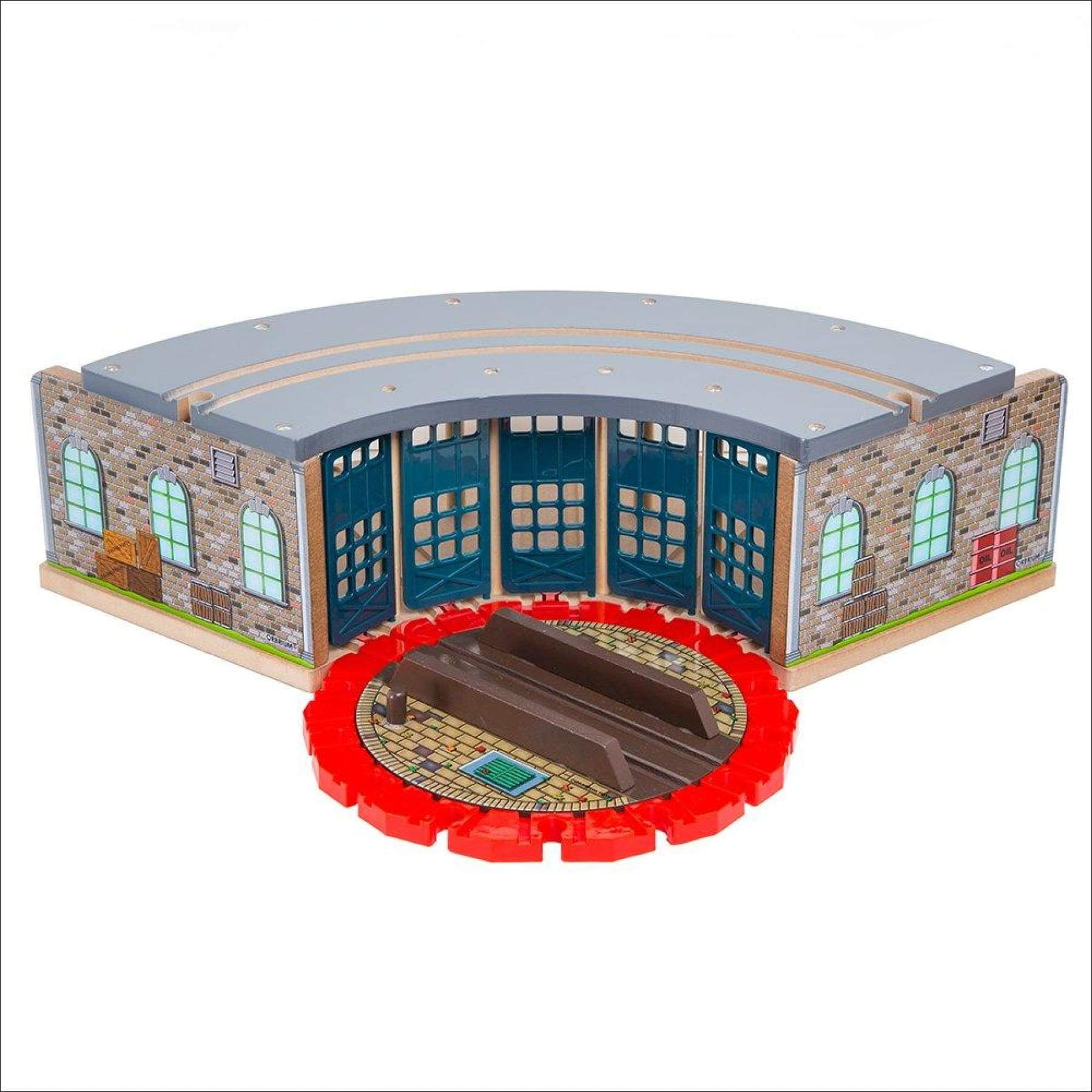 imaginarium classic train table with roundhouse wooden train set