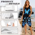 thumbnail image 6 of HELLHERO Asymmetric Hem Midi Dress, Blue Butterfly Flower Print Side Pockets Ladies Irregular Hem Midi Dress, Pleated Sleeveless Sleeveless Sundress for Party, 6 of 8