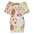 thumbnail image 6 of Lollipop Food Candy Women's Off The Shoulder Ruffles Summer Wedding Guest Loose Casual Party Beach Dress, 6 of 9