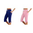 thumbnail image 1 of (2-Pack) Rinsvye Women'S Slim Fit Capris Pure Color Mid-Length Trousers Stretchy Work Pants Comfortable -Pants Casual Wear, 1 of 5