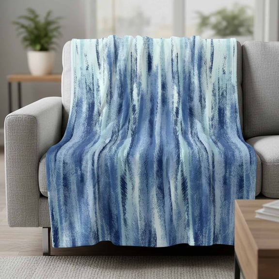 Blue Navy Nostalgia Pencil Touches Fleece Throw Blanket Gradient Lines Overlay Ultra Soft Fuzzy Cozy Flannel Throw Blanket for Couch Sofa Bed Car Travel, Ideal Gifts 30x40 Inches