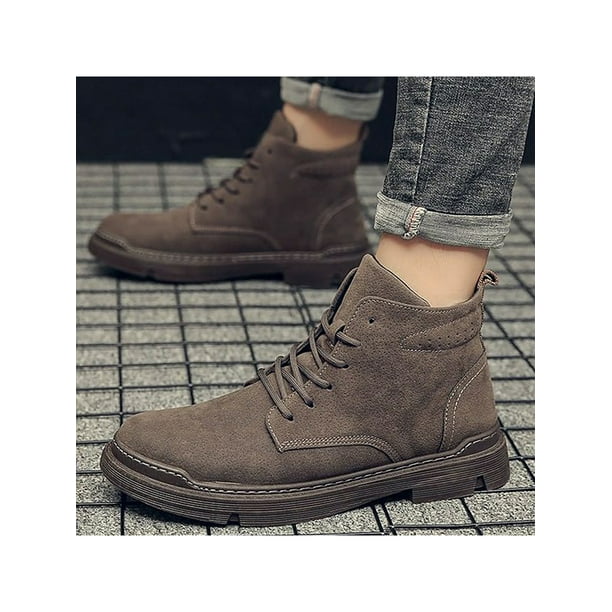 Woobling Men Breathable Retro Ankle Boot Mens Working Non Slip Lace Up Work Boots Comfort Round Toe Shoes Brown 7.5 Brown 7.5