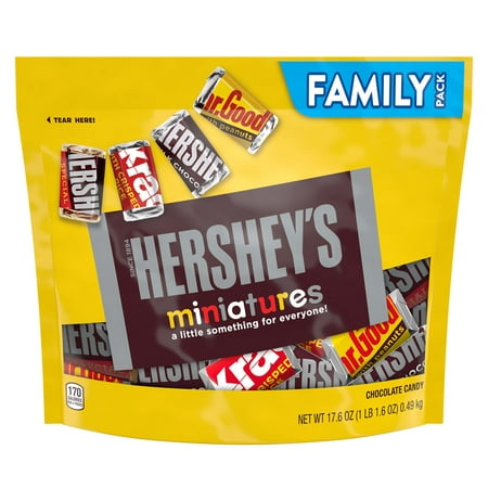 HERSHEY'S Miniatures Assorted Milk and Dark Chocolate Snack Size, Easter Candy Bars Family Pack, 17.6 oz