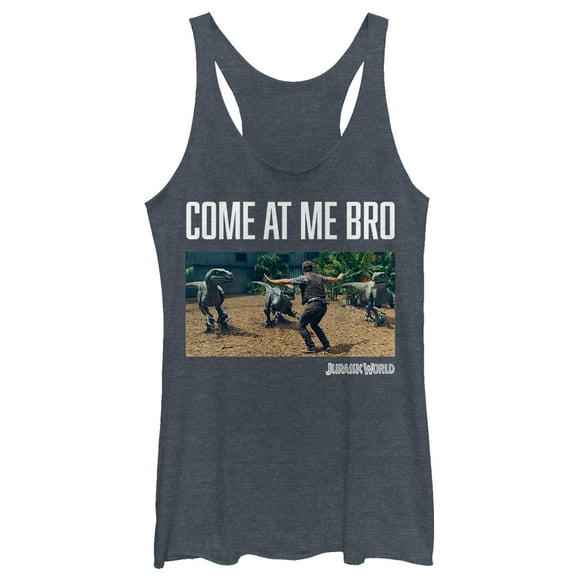 Women's Jurassic World Grady Come at Me Racerback Tank Top Navy Blue Heather Small
