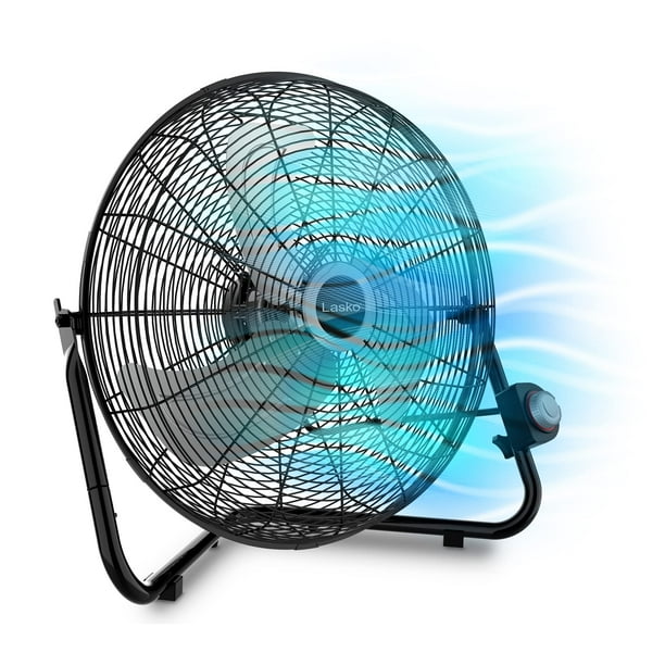 Lasko Ventilador de alta velocidad con QuickMount para uso en piso o pared, 3 potentes velocidades, control remoto para garaje, tienda, ático, 20"