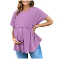 thumbnail image 2 of Sakmal Crew Neck Workout Shirts Women Short Sleeve Peplum Maternity Oversized Tops Loose Casual T-Shirts Spring Outfits For Women 2025, 2 of 8
