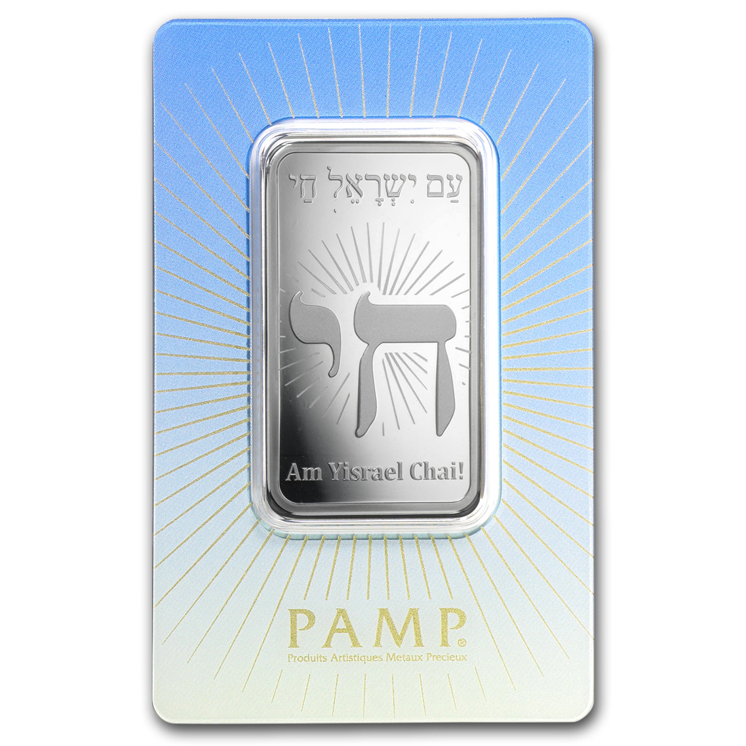 in Assay 1 oz PAMP Suisse Silver Bar Am Yisrael Chai .999 Fine