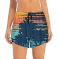 thumbnail image 3 of Uemuo Palm Trees Pattern Women's Athletic Shorts High Waisted Running Shorts with Liner Pockets Gym Elastic Workout Shorts-, 3 of 9