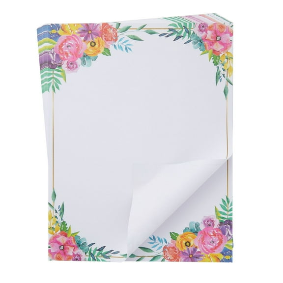 Floral Stationery Paper for Writing Letters, Printing (8.5 x 11 In, 100 Sheets)